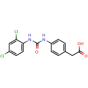 Chemical structure of 2-(4-(3-(2,4-Dichlorophenyl)ureido)phenyl)acetic acid , CAS 708238-18-0, AChemBlock X202536