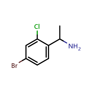 Chemical structure of 1-(4-Bromo-2-chlorophenyl)ethanamine , CAS 943152-99-6, AChemBlock X202539