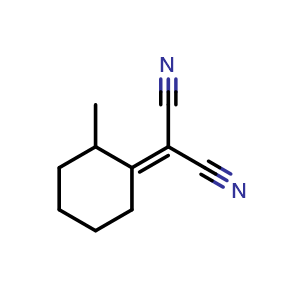 Chemical structure of 2-(2-Methylcyclohexylidene)propanedinitrile , CAS 13017-64-6, AChemBlock X202540