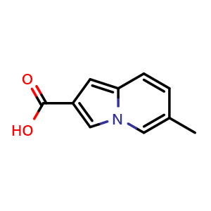 Chemical structure of 6-Methyl-2-indolizinecarboxylic acid , CAS 103264-06-8, AChemBlock X202541
