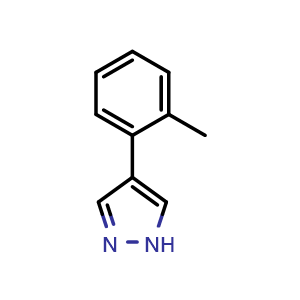 Chemical structure of 4-(2-Methylphenyl)-1H-pyrazole , CAS 872366-13-7, AChemBlock X202542