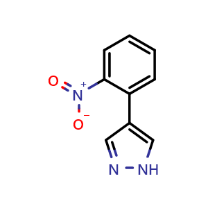 Chemical structure of 4-(2-Nitrophenyl)-1H-pyrazole , CAS 1022318-67-7, AChemBlock X202543