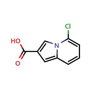 Chemical structure of 5-Chloro-2-indolizinecarboxylic acid , CAS 1620570-06-0, AChemBlock X202545