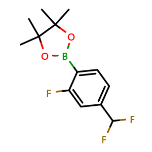 Chemical structure of 2-(4-(Difluoromethyl)-2-fluorophenyl)-4,4,5,5-tetramethyl-1,3,2-dioxaborolane , CAS 2410032-62-9, AChemBlock X202573