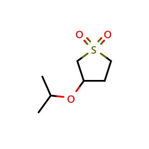 Chemical structure of 3-Isopropoxytetrahydrothiophene 1,1-dioxide , CAS 17200-23-6, AChemBlock X202574