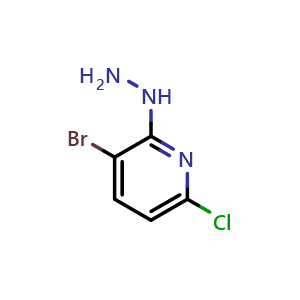 Chemical structure of 3-Bromo-6-chloro-2-hydrazinylpyridine , CAS 1626336-59-1, AChemBlock X202576