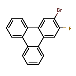 Chemical structure of 2-Bromo-3-fluorotriphenylene , CAS 2624315-46-2, AChemBlock X202581
