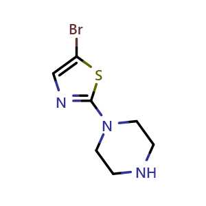 Chemical structure of 5-Bromo-2-(piperazin-1-yl)thiazole , CAS 223514-48-5, AChemBlock X202585