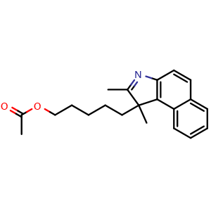 Chemical structure of 5-(1,2-Dimethyl-1H-benzo[e]indol-1-yl)pentyl acetate , CAS 2970966-04-0, AChemBlock X202589