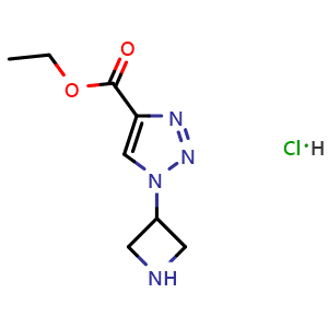 Chemical structure of Ethyl 1-(azetidin-3-yl)-1H-1,2,3-triazole-4-carboxylate hydrochloride , CAS 2918779-82-3, AChemBlock X202595