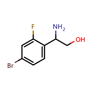 Chemical structure of 2-Amino-2-(4-bromo-2-fluorophenyl)ethan-1-ol , CAS 1179862-61-3, AChemBlock X202606
