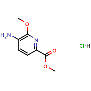 Chemical structure of Methyl 5-amino-6-methoxypicolinate hydrochloride , CAS 1803581-44-3, AChemBlock X202607