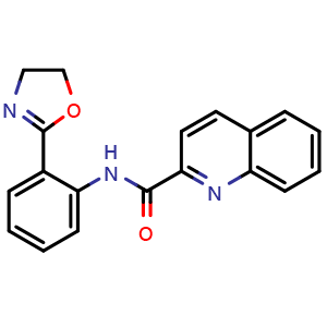 Chemical structure of N-(2-(4,5-dihydrooxazol-2-yl)phenyl)quinoline-2-carboxamide , CAS 2820051-82-7, AChemBlock X202612