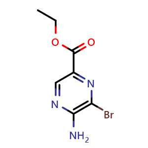 Chemical structure of Ethyl 5-amino-6-bromopyrazine-2-carboxylate , CAS 1353101-81-1, AChemBlock X202623