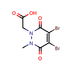 Chemical structure of 4,5-Dibromo-3,6-dihydro-2-methyl-3,6-dioxo-1(2H)-pyridazineacetic acid , CAS 1809395-84-3, AChemBlock X202626