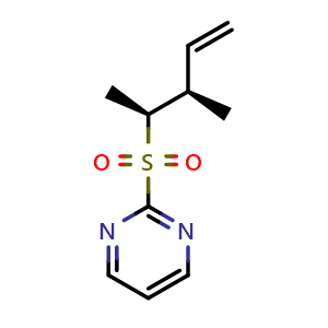 Chemical structure of 2-(((2S,3R)-3-Methylpent-4-en-2-yl)sulfonyl)pyrimidine , CAS 2828433-79-8, AChemBlock X202646