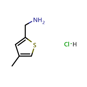 Chemical structure of (4-Methylthiophen-2-yl)methanamine hydrochloride , CAS 1864053-40-6, AChemBlock X202647