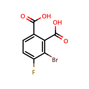 Chemical structure of 3-Bromo-4-fluorophthalic acid , CAS 2828433-78-7, AChemBlock X202650
