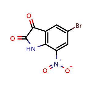 Chemical structure of 5-Bromo-7-nitroisatin , CAS 49764-59-2, AChemBlock X202659