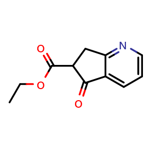 Chemical structure of Ethyl 6,7-dihydro-5-oxo-5H-cyclopenta[b]pyridine-6-carboxylate , CAS 1609572-20-4, AChemBlock X202661