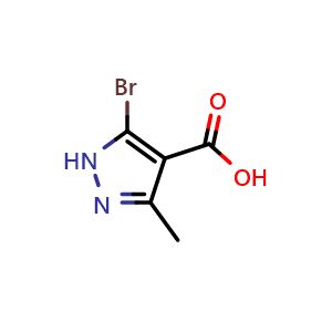 Chemical structure of 5-Bromo-3-methyl-1H-pyrazole-4-carboxylic acid , CAS 2510868-43-4, AChemBlock X202662