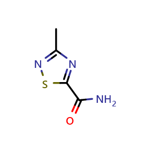Chemical structure of 3-Methyl-1,2,4-thiadiazole-5-carboxamide , CAS 1448078-67-8, AChemBlock X202669
