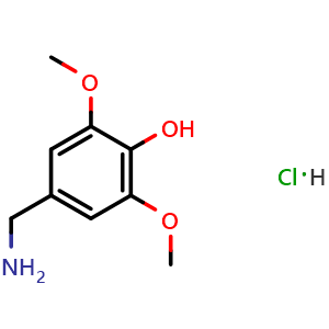 Chemical structure of 4-(Aminomethyl)-2,6-dimethoxyphenol hydrochloride , CAS 5047-77-8, AChemBlock X202679