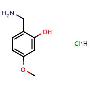 Chemical structure of 2-(Aminomethyl)-5-methoxyphenol hydrochloride , CAS 1803591-93-6, AChemBlock X202680