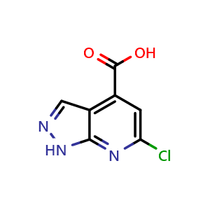 Chemical structure of 6-Chloro-1H-pyrazolo[3,4-b]pyridine-4-carboxylic acid , CAS 1505900-70-8, AChemBlock X202688