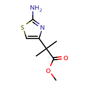 Chemical structure of Methyl 2-(2-aminothiazol-4-yl)-2-methylpropanoate , CAS 1803585-37-6, AChemBlock X202694