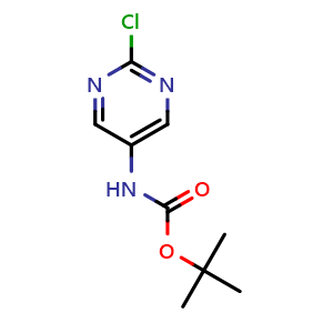 Chemical structure of tert-Butyl (2-chloropyrimidin-5-yl)carbamate , CAS 1688651-75-3, AChemBlock X202696