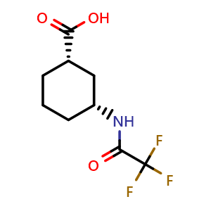Chemical structure of rel-(1S,3R)-3-(2,2,2-Trifluoroacetamido)cyclohexane-1-carboxylic acid , CAS 127946-30-9, AChemBlock X202703
