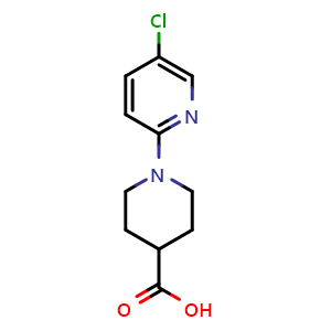 Chemical structure of 1-(5-Chloropyridin-2-yl)piperidine-4-carboxylic acid , CAS 953751-20-7, AChemBlock X202710