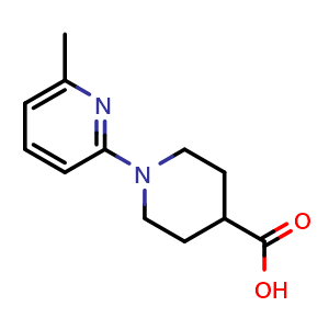 Chemical structure of 1-(6-Methylpyridin-2-yl)piperidine-4-carboxylic acid , CAS 1241894-71-2, AChemBlock X202711