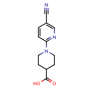 Chemical structure of 1-(5-Cyano-2-pyridinyl)-4-piperidinecarboxylic acid , CAS 162997-28-6, AChemBlock X202712