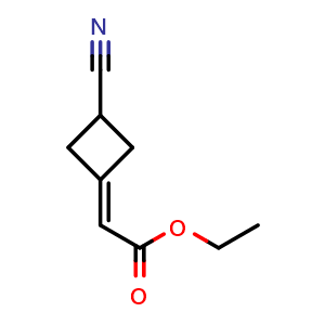 Chemical structure of Ethyl 2-(3-cyanocyclobutylidene)acetate , CAS 1392059-72-1, AChemBlock X202719