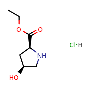 Chemical structure of Ethyl (2S,4S)-4-hydroxypyrrolidine-2-carboxylate hydrochloride , CAS 142347-82-8, AChemBlock X202745