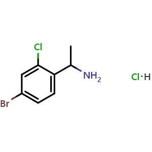 Chemical structure of 1-(4-Bromo-2-chlorophenyl)ethan-1-amine hydrochloride , CAS 943152-94-1, AChemBlock X202752