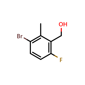 Chemical structure of 3-Bromo-6-fluoro-2-methylbenzenemethanol , CAS 1780708-89-5, AChemBlock X202760