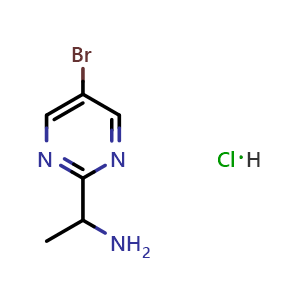 Chemical structure of 1-(5-Bromopyrimidin-2-yl)ethan-1-amine hydrochloride , CAS 2230803-20-8, AChemBlock X202762