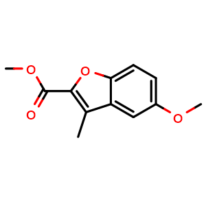 Chemical structure of Methyl 5-methoxy-3-methylbenzofuran-2-carboxylate , CAS 20037-18-7, AChemBlock X202765