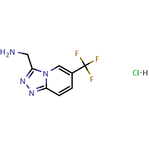 Chemical structure of (6-(Trifluoromethyl)-[1,2,4]triazolo[4,3-a]pyridin-3-yl)methanamine hydrochloride , CAS 2924824-60-0, AChemBlock X202772