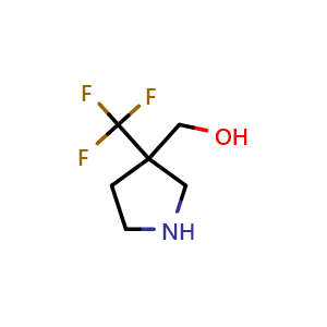 Chemical structure of (3-(Trifluoromethyl)pyrrolidin-3-yl)methanol , CAS 217096-40-7, AChemBlock X202779