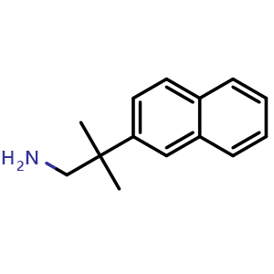 Chemical structure of 2-Methyl-2-(naphthalen-2-yl)propan-1-amine , CAS 1368587-21-6, AChemBlock X202781