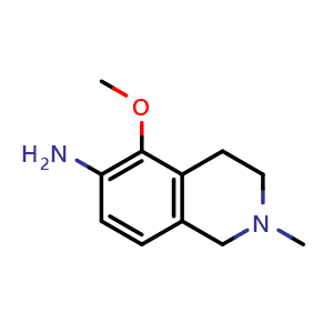 Chemical structure of 5-Methoxy-2-methyl-1,2,3,4-tetrahydroisoquinolin-6-amine , CAS 1779767-58-6, AChemBlock X202787