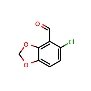 Chemical structure of 5-Chloro-1,3-benzodioxole-4-carboxaldehyde , CAS 249636-63-3, AChemBlock X202795