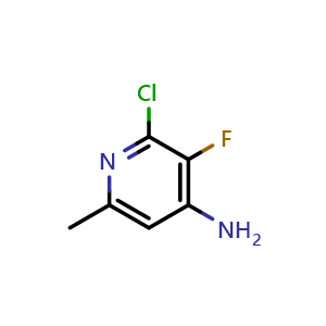 Chemical structure of 2-Chloro-3-fluoro-6-methyl-4-pyridinamine , CAS 2864417-86-5, AChemBlock X202807