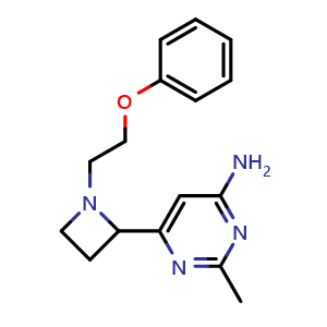 Chemical structure of 2-Methyl-6-(1-(2-phenoxyethyl)azetidin-2-yl)pyrimidin-4-amine , CAS 1380944-90-0, AChemBlock X202817
