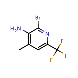 Chemical structure of 2-Bromo-4-methyl-6-(trifluoromethyl)pyridin-3-amine , CAS 2055497-17-9, AChemBlock X202825