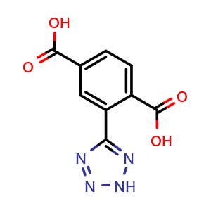 Chemical structure of 2-(2H-Tetrazol-5-yl)-terephthalicacid , CAS 2438230-91-0, AChemBlock X202837